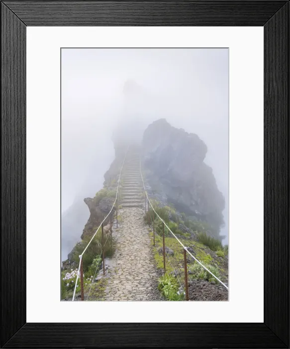 Framed Print : Staircase in the mist on the trail at Pico do Areeiro. Funchal, Madeira Island, Portugal Framed Print : Staircase in the mist on the trail at Pico do Areeiro. Funchal, Madeira Island, Portugal