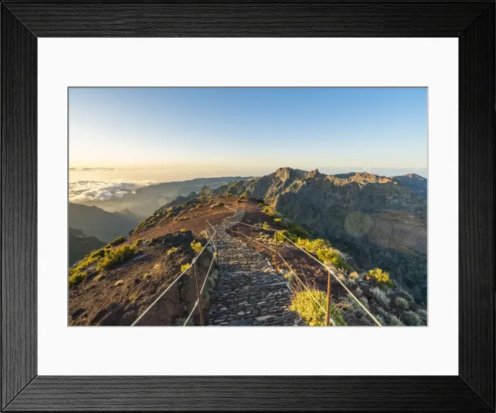 Framed Print : The trail from the top of Pico Ruivo with Pico do Areeiro in the background Framed Print : The trail from the top of Pico Ruivo with Pico do Areeiro in the background