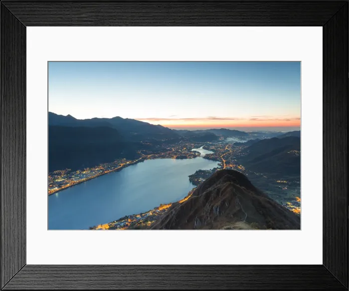 Framed Print : Lecco viewed from the top of Barro mount at dawn, Barro mount Regional Park, Lecco Framed Print : Lecco viewed from the top of Barro mount at dawn, Barro mount Regional Park, Lecco