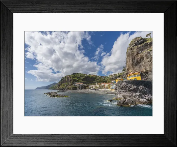 Framed Print : The town of Ponta do Sol with its beach and pier. Madeira Island, Portugal