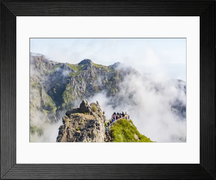 Framed Print : People admiring the landscape from Nino da Manta viewpoint, on the trail from Pico Framed Print : People admiring the landscape from Nino da Manta viewpoint, on the trail from Pico