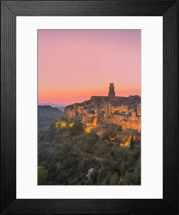 Framed Print : The quaint old town of Pitigliano known as the little Jerusalem at dusk, Grosseto Framed Print : The quaint old town of Pitigliano known as the little Jerusalem at dusk, Grosseto