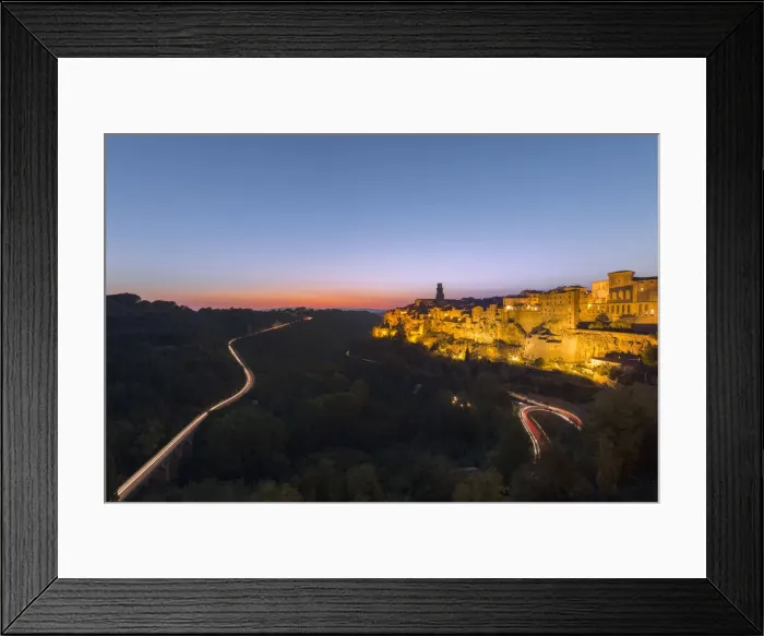 Framed Print : The quaint old town of Pitigliano known as the little Jerusalem at dusk, Grosseto Framed Print : The quaint old town of Pitigliano known as the little Jerusalem at dusk, Grosseto