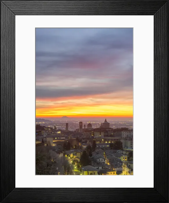 Framed Print : Sunrise light on Bergamo Alta, Bergamo, Lombardy, Italy