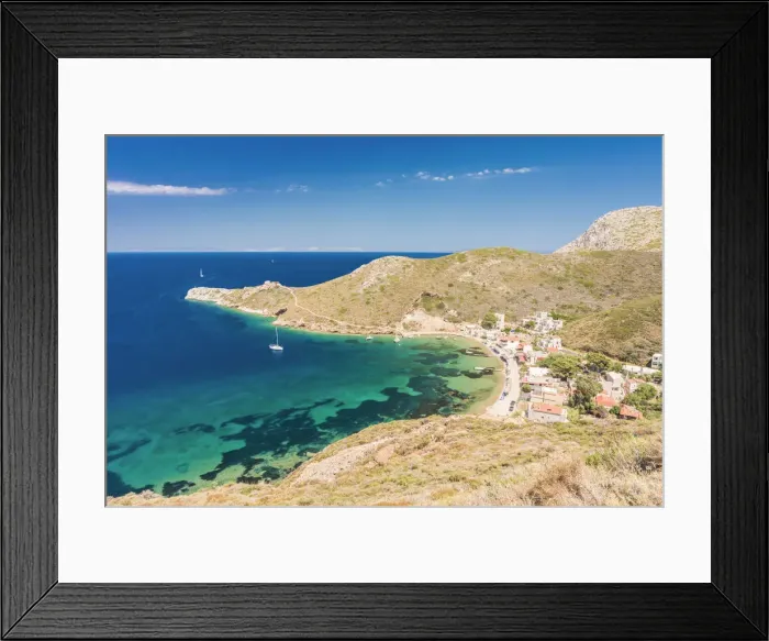 Framed Print : Overviewed of Porto Kagio, Laconia region, Peloponnese, Greece, Europe Framed Print : Overviewed of Porto Kagio, Laconia region, Peloponnese, Greece, Europe