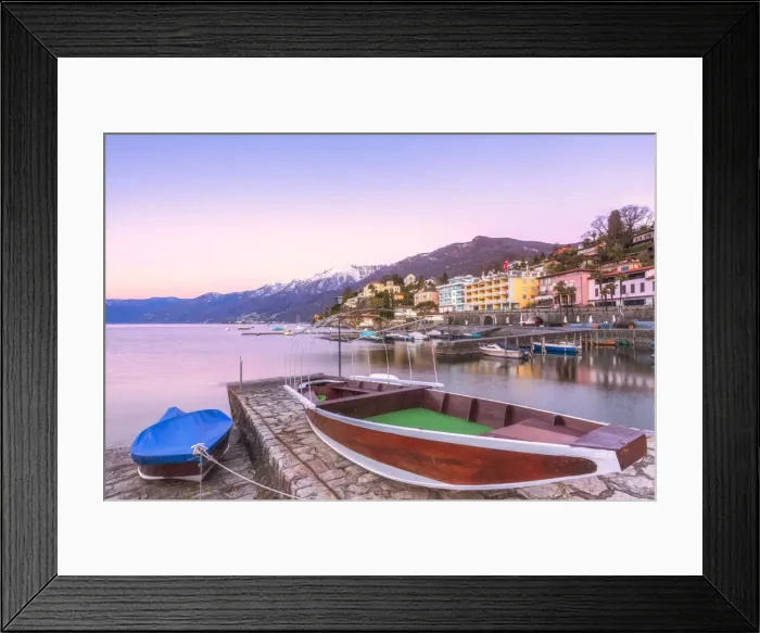 Framed Print : Typical boat moored at the touristic harbour of Ascona, Lake Maggiore(Verbano), Canton Framed Print : Typical boat moored at the touristic harbour of Ascona, Lake Maggiore(Verbano), Canton