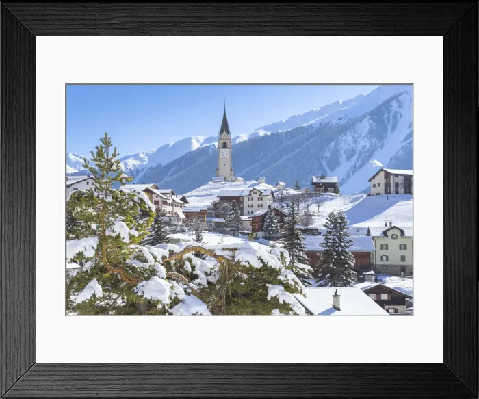 Framed Print : Village of Davos Wiesen after a snowfall Framed Print : Village of Davos Wiesen after a snowfall