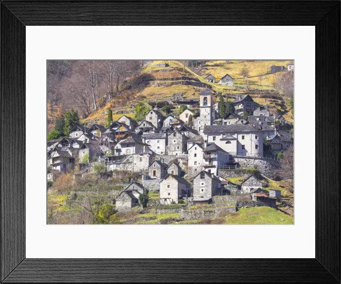Framed Print : Village of Corippo, Verzasca Valley, Canton of Ticino, Switzerland, Italy Framed Print : Village of Corippo, Verzasca Valley, Canton of Ticino, Switzerland, Italy