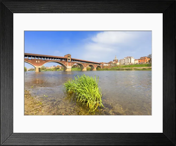 Framed Print : Ponte Coperto(Covered bridge) or Ponte Vecchio(Old Bridge). Pavia, Pavia province Framed Print : Ponte Coperto(Covered bridge) or Ponte Vecchio(Old Bridge). Pavia, Pavia province