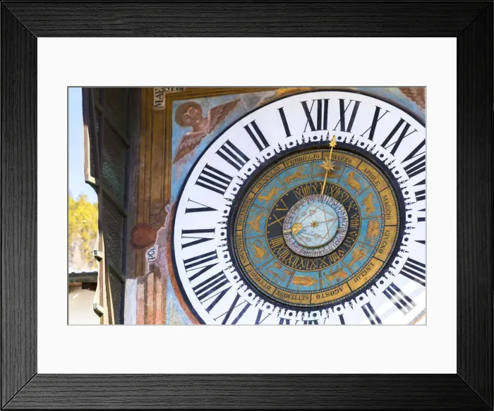 Framed Print : Planetary clock of Clusone, Val Seriana, Bergamo province, Lombardy, Italy