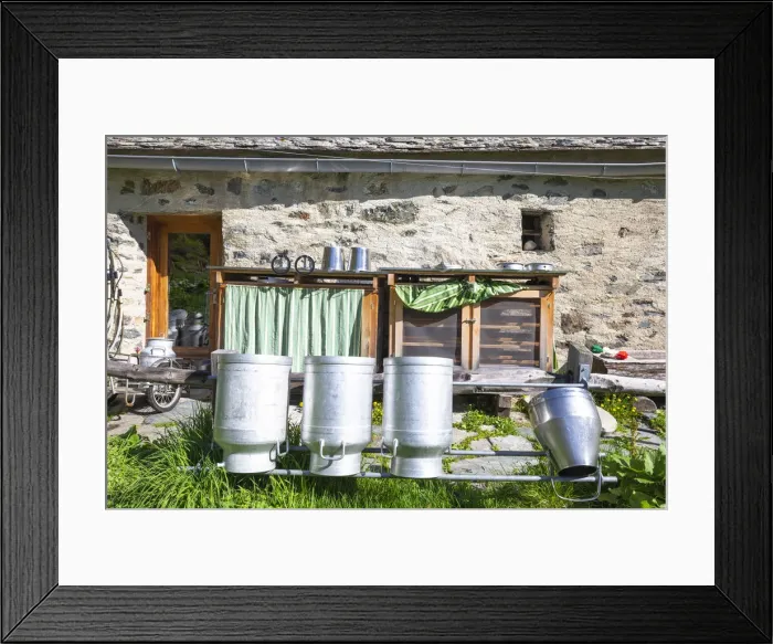 Framed Print : Tools for cheese making at Alp Cavloc, Forno Valley, Maloja Pass, Engadin, Graubunden Framed Print : Tools for cheese making at Alp Cavloc, Forno Valley, Maloja Pass, Engadin, Graubunden