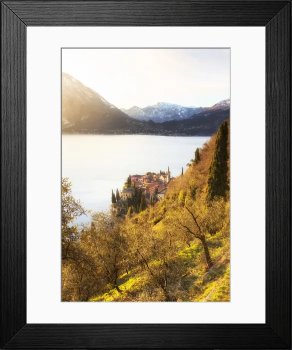 Framed Print : Village of Varenna from olive field, Como Lake, Lombardy, Italy Framed Print : Village of Varenna from olive field, Como Lake, Lombardy, Italy