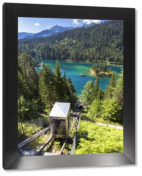 Touristic funicular above the Caumasee, Flims, District of Imboden, Canton of Grisons