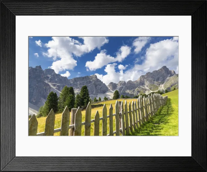 Framed Print : Fence with Puez Group in the background. Longiaru, Badia Valley, South Tyrol Framed Print : Fence with Puez Group in the background. Longiaru, Badia Valley, South Tyrol
