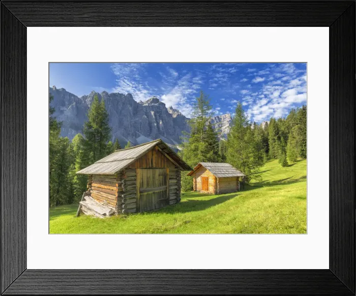 Framed Print : Traditional hut with Puez Group in the background. Longiaru, Badia Valley, South Tyrol, Dolomites, Italy, Europe Framed Print : Traditional hut with Puez Group in the background. Longiaru, Badia Valley, South Tyrol, Dolomites, Italy, Europe