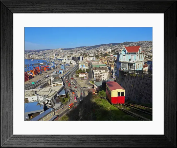 Framed Print : Chile, Valparaiso, View of the Artilleria Funicular Railway Framed Print : Chile, Valparaiso, View of the Artilleria Funicular Railway