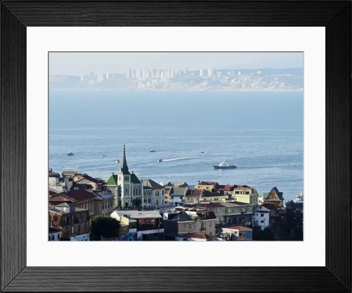 Framed Print : Chile, Valparaiso, Elevated view of the historic quarter Cerro Concepcion, declared Framed Print : Chile, Valparaiso, Elevated view of the historic quarter Cerro Concepcion, declared