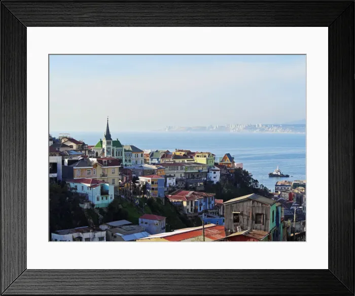 Framed Print : Chile, Valparaiso, Elevated view of the historic quarter Cerro Concepcion, declared Framed Print : Chile, Valparaiso, Elevated view of the historic quarter Cerro Concepcion, declared