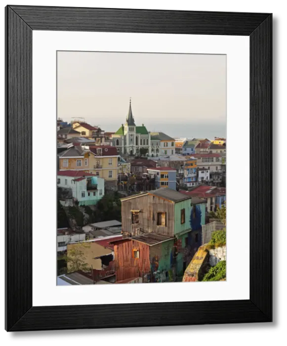 Framed Print : Chile, Valparaiso, Elevated view of the historic quarter Cerro Concepcion, declared Framed Print : Chile, Valparaiso, Elevated view of the historic quarter Cerro Concepcion, declared