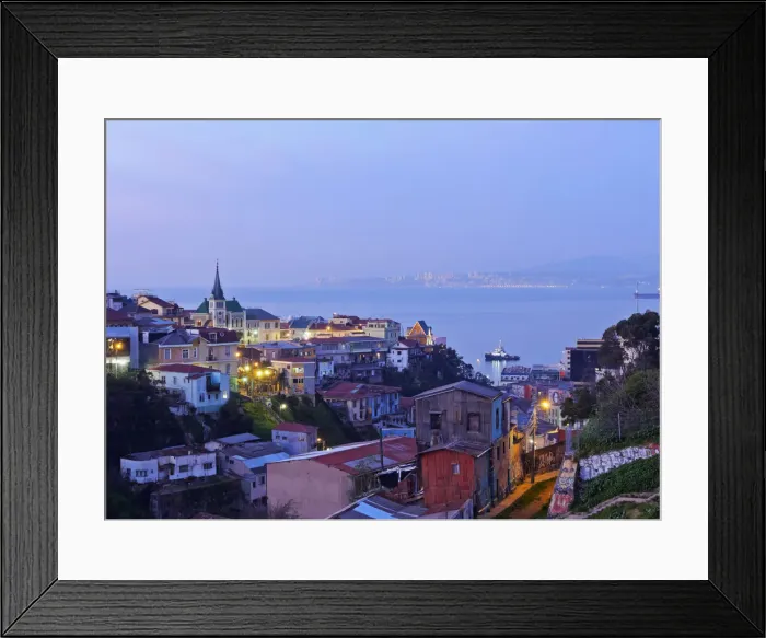 Framed Print : Chile, Valparaiso, Elevated view of the historic quarter Cerro Concepcion, declared Framed Print : Chile, Valparaiso, Elevated view of the historic quarter Cerro Concepcion, declared