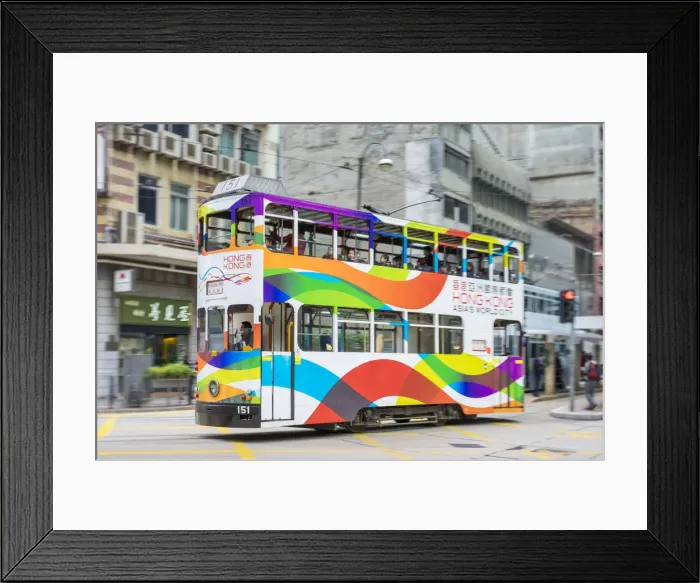 Framed Print : Doube-decker tram on Morrison Street in Central Hong Kong, Hong Kong Island, Hong Kong Framed Print : Doube-decker tram on Morrison Street in Central Hong Kong, Hong Kong Island, Hong Kong