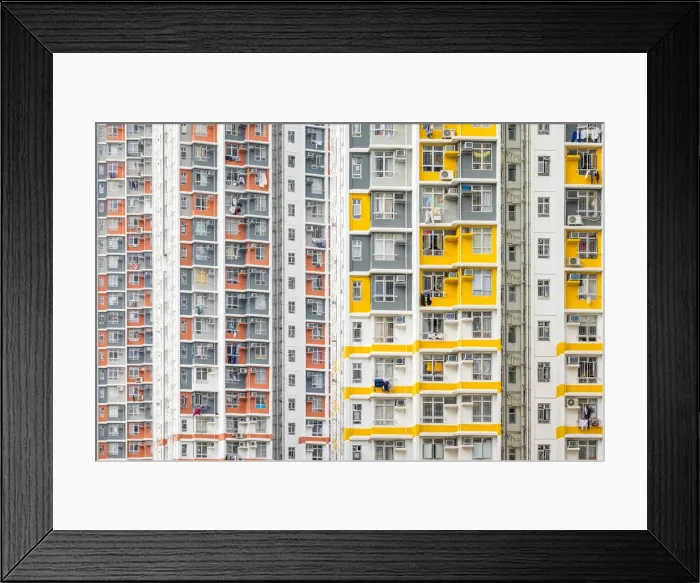 Framed Print : Shek Kip Mei Estate public housing apartment block towers, Shek Kip Mei, Kowloon