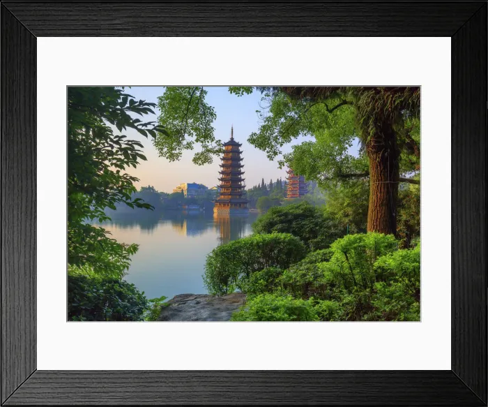 Framed Print : China, Guangxi province, Guilin, Banyan Lake Pagodas Framed Print : China, Guangxi province, Guilin, Banyan Lake Pagodas