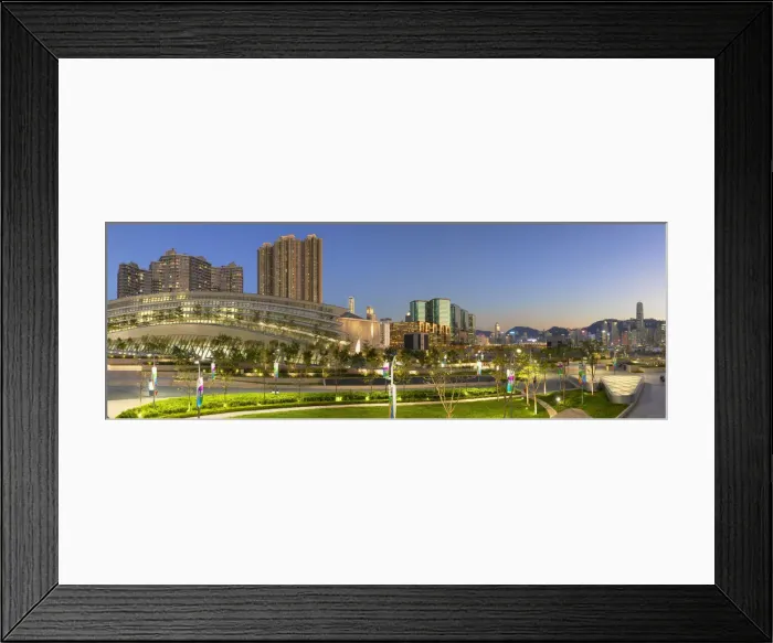 Framed Print : West Kowloon High Speed Rail Station and skyline at dusk, Kowloon, Hong Kong Framed Print : West Kowloon High Speed Rail Station and skyline at dusk, Kowloon, Hong Kong