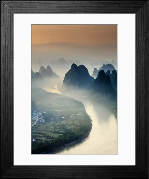 Framed Print : China, Guangxi province, Xingping village along River Li Framed Print : China, Guangxi province, Xingping village along River Li