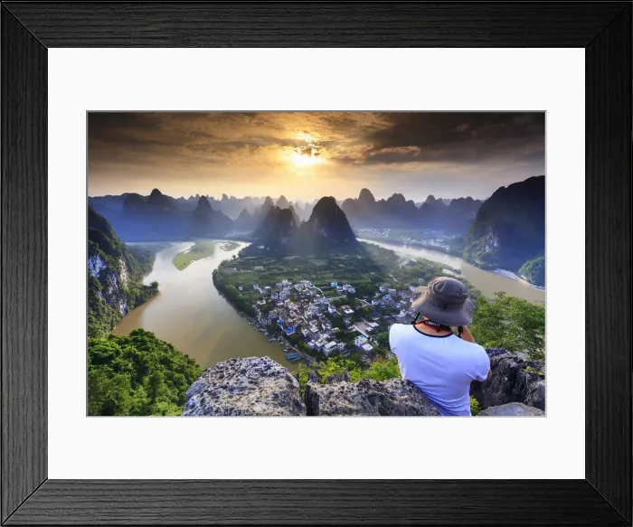 Framed Print : China, Guangxi province, Xingping village along River Li Framed Print : China, Guangxi province, Xingping village along River Li