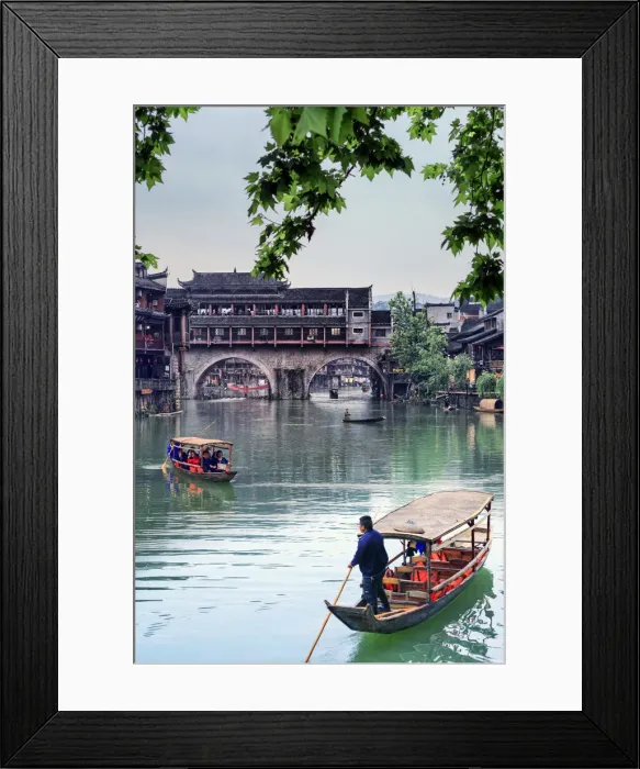 Framed Print : China, Hunan province, Fenghuang, riverside houses Framed Print : China, Hunan province, Fenghuang, riverside houses