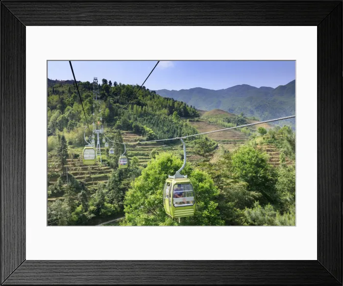 Framed Print : China, Guangxi Province, Longsheng, new cablecar at Long Ji rice terrace area Framed Print : China, Guangxi Province, Longsheng, new cablecar at Long Ji rice terrace area