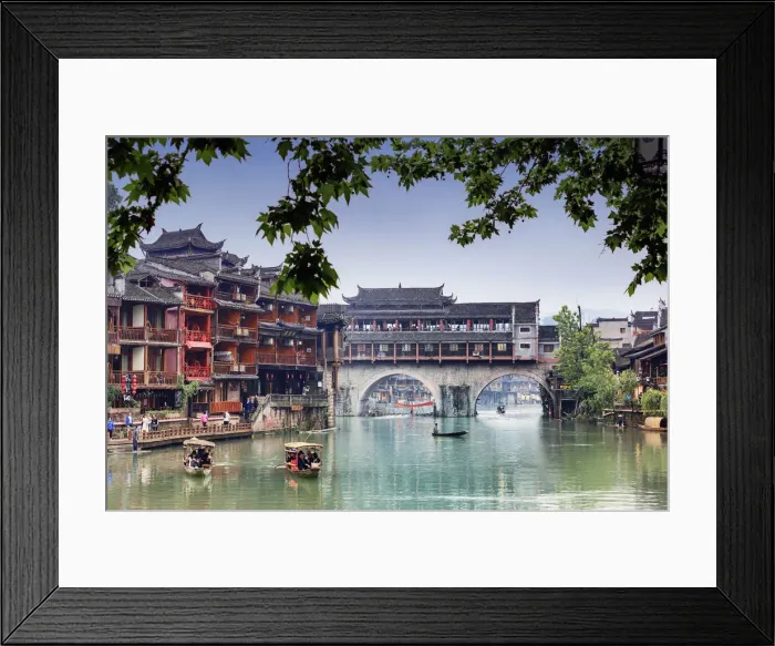 Framed Print : China, Hunan province, Fenghuang, riverside houses Framed Print : China, Hunan province, Fenghuang, riverside houses