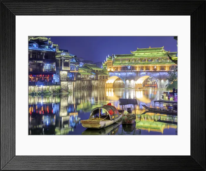 Framed Print : China, Hunan province, Fenghuang, riverside houses Framed Print : China, Hunan province, Fenghuang, riverside houses