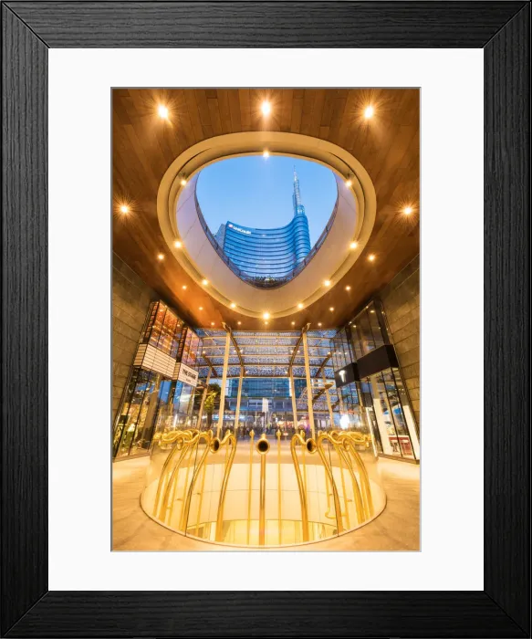 Framed Print : Milan, Lombardy, Italy. Gae Auelenti square with view of Unicredit Towers