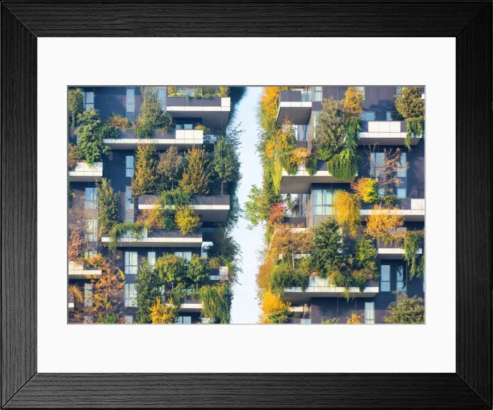 Framed Print : Milan, Lombardy, Italy. Details of the Bosco Verticale building Framed Print : Milan, Lombardy, Italy. Details of the Bosco Verticale building