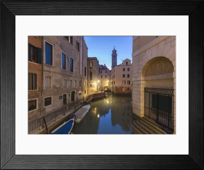 Framed Print : A venetian water canal at dusk, Venice, Veneto, Italy Framed Print : A venetian water canal at dusk, Venice, Veneto, Italy