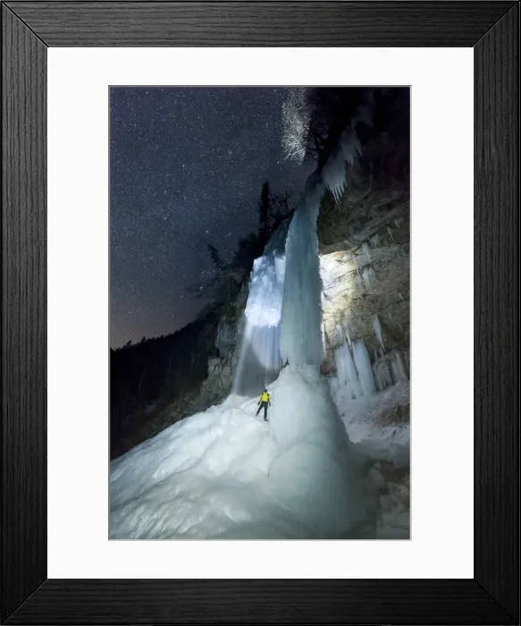 Framed Print : The waterfall of the hell (cascata dell Inferno) completely frozen seen in a Framed Print : The waterfall of the hell (cascata dell Inferno) completely frozen seen in a