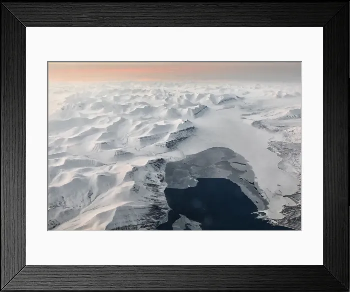 Framed Print : Aerial view of Spitsbergen at night in early spring, Svalbard Framed Print : Aerial view of Spitsbergen at night in early spring, Svalbard