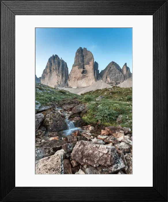 Framed Print : Europe, Italy, Veneto. The Three Peaks ( Drei Zinnen) of Lavaredo from Grava Longia Framed Print : Europe, Italy, Veneto. The Three Peaks ( Drei Zinnen) of Lavaredo from Grava Longia
