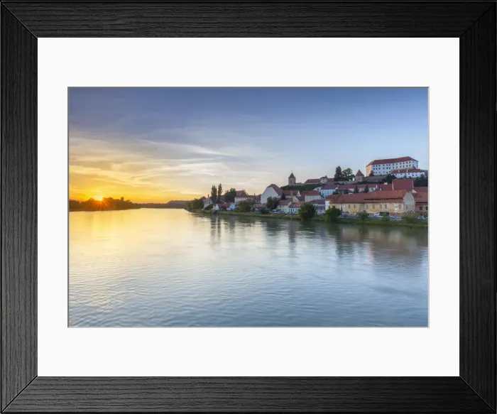 Framed Print : Europe, Slovenia, Styria, Ptuj. Sunset on the Drava river near Ptuj old city Framed Print : Europe, Slovenia, Styria, Ptuj. Sunset on the Drava river near Ptuj old city