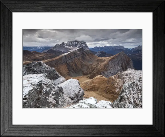 Framed Print : Europe, Italy, Veneto, Belluno. Wide view of Mondeval with the mount Corvo Alto Framed Print : Europe, Italy, Veneto, Belluno. Wide view of Mondeval with the mount Corvo Alto