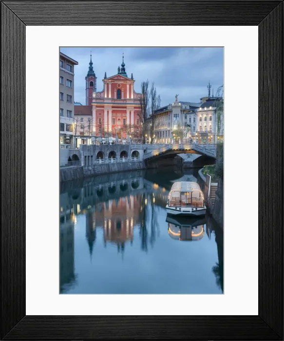 Framed Print : Europe, Slovenia, Ljubljana. Tromostovje and the Franciscan Church of the Annunciation Framed Print : Europe, Slovenia, Ljubljana. Tromostovje and the Franciscan Church of the Annunciation