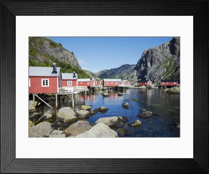 Framed Print : Fishermen houses, Lofoten Island, Norway, Europe Framed Print : Fishermen houses, Lofoten Island, Norway, Europe