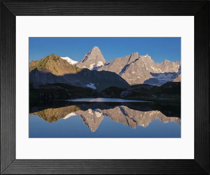 Framed Print : Mont Blanc in the mirror, Lac de Fenetre, (Grand Jorasses in the middle), Switzerland, Europe Framed Print : Mont Blanc in the mirror, Lac de Fenetre, (Grand Jorasses in the middle), Switzerland, Europe