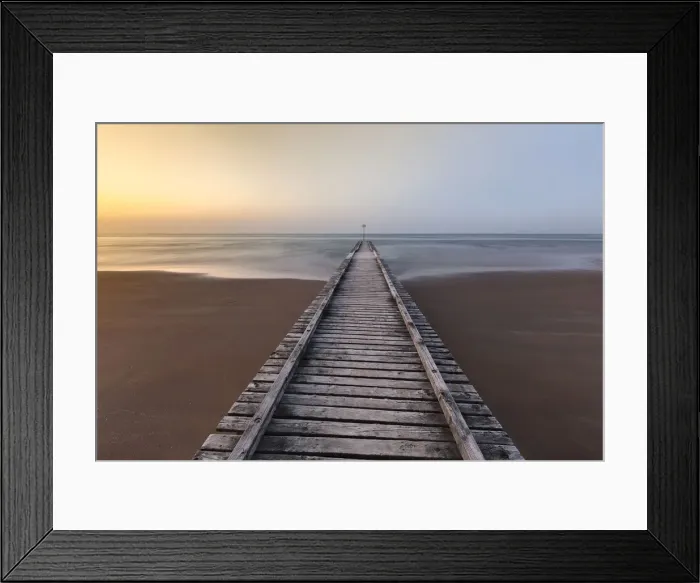 Framed Print : Europe, Italy, Veneto, Venice, Jesolo. A wooden pier on the beach towards adriatic sea Framed Print : Europe, Italy, Veneto, Venice, Jesolo. A wooden pier on the beach towards adriatic sea