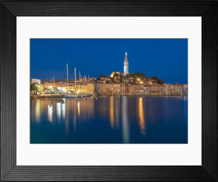 Framed Print : Rovinj - Rovigno, view of the city at dusk, Istria, Adriatic coast, Croatia Framed Print : Rovinj - Rovigno, view of the city at dusk, Istria, Adriatic coast, Croatia