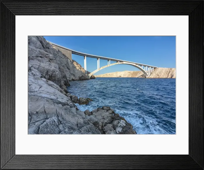 Framed Print : Paski most bridge that connects Croatia mainland and island of Pag, Zara, Zadar county Framed Print : Paski most bridge that connects Croatia mainland and island of Pag, Zara, Zadar county