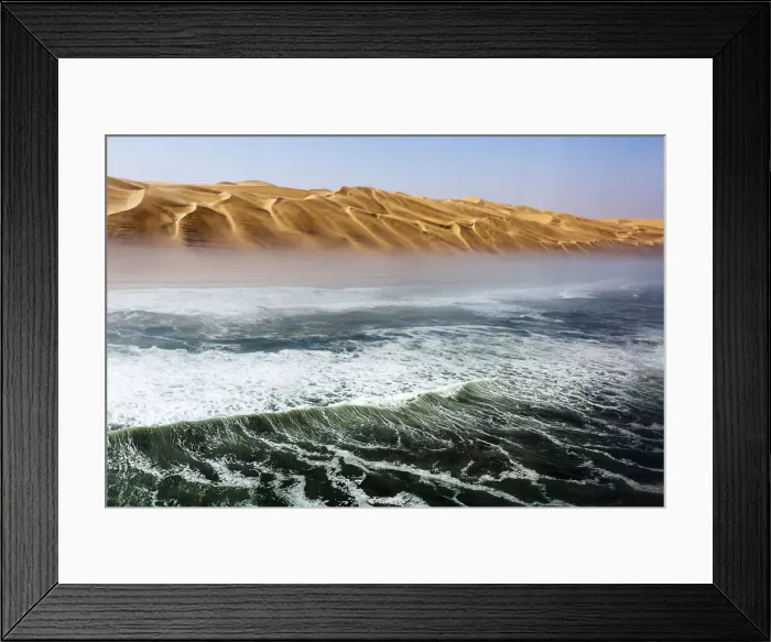 Framed Print : Langewand, where the Atlantic Ocean meets the sea of dunes in Western Namibia Framed Print : Langewand, where the Atlantic Ocean meets the sea of dunes in Western Namibia