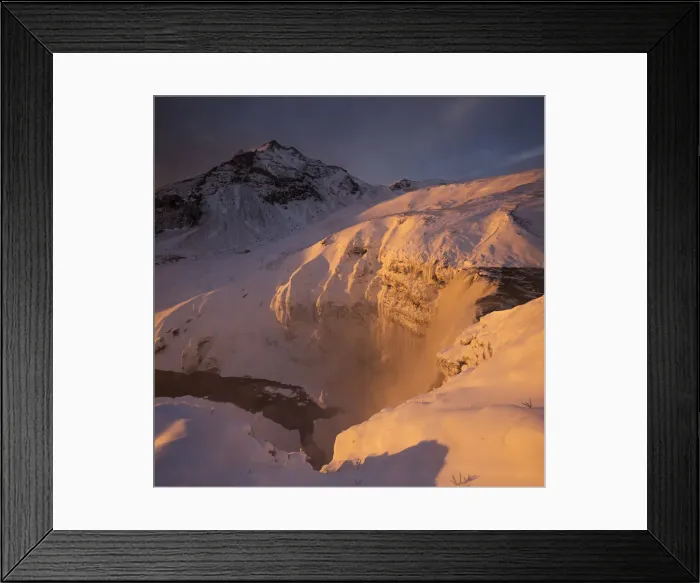 Framed Print : Skogafoss waterfall at sunset, Iceland Framed Print : Skogafoss waterfall at sunset, Iceland